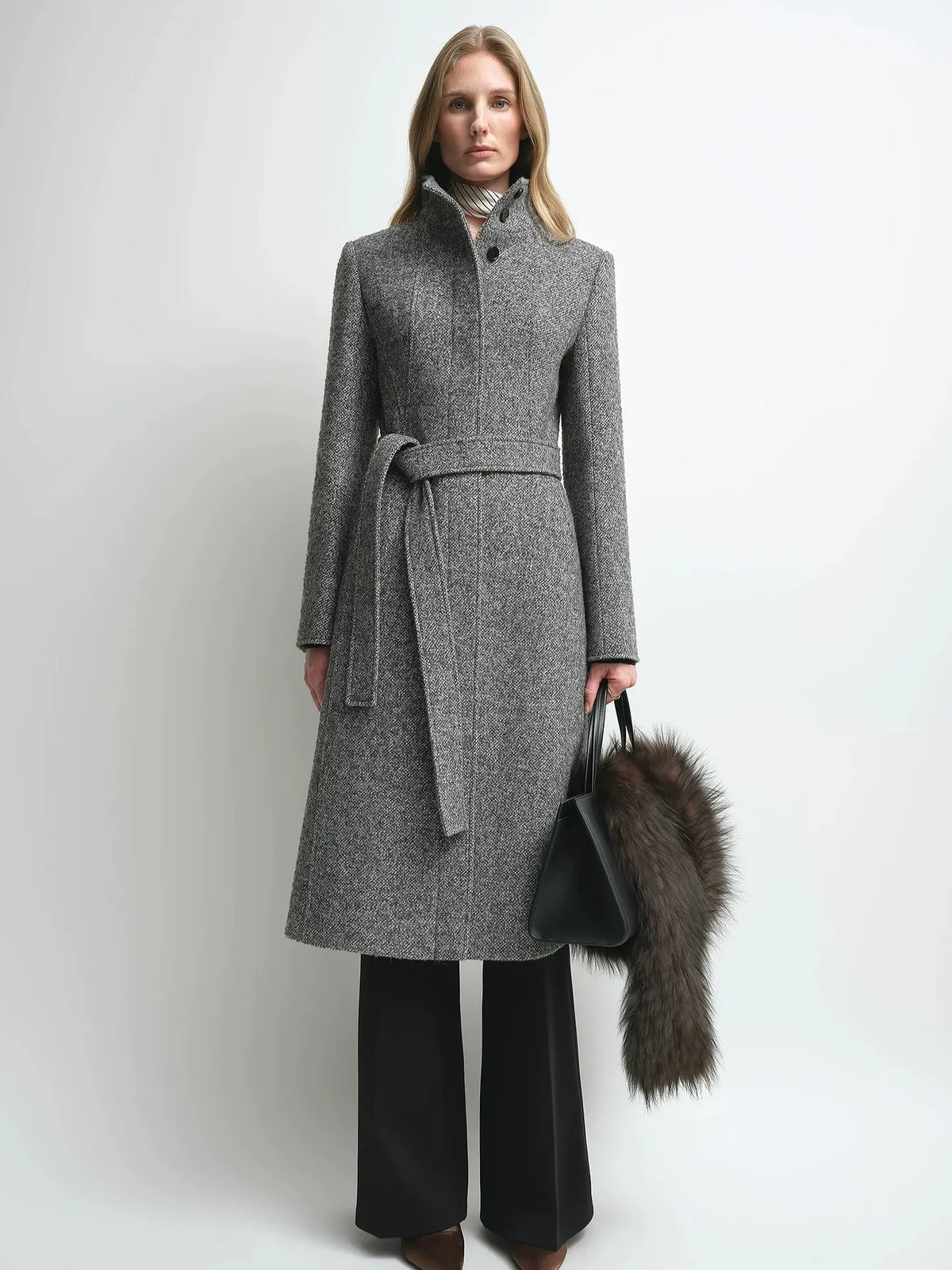 Firelady Fur Women's Alpaca-Wool A-Line Coat – Stand Collar