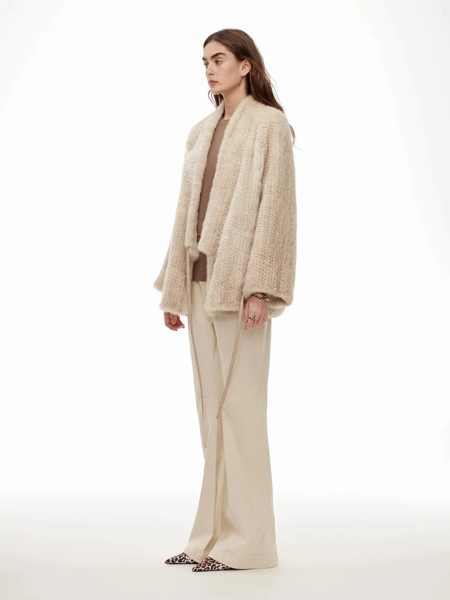 Firelady Fur Women's Copenhagen Mink Fur A-Line Coat with Double-Sided Knit Texture "Quiet Luxe"