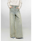 "90 Street" Retro Washed Distressed Straight Leg Wide Leg Low Crotch Jeans Women's Loose Pants - variant_title
