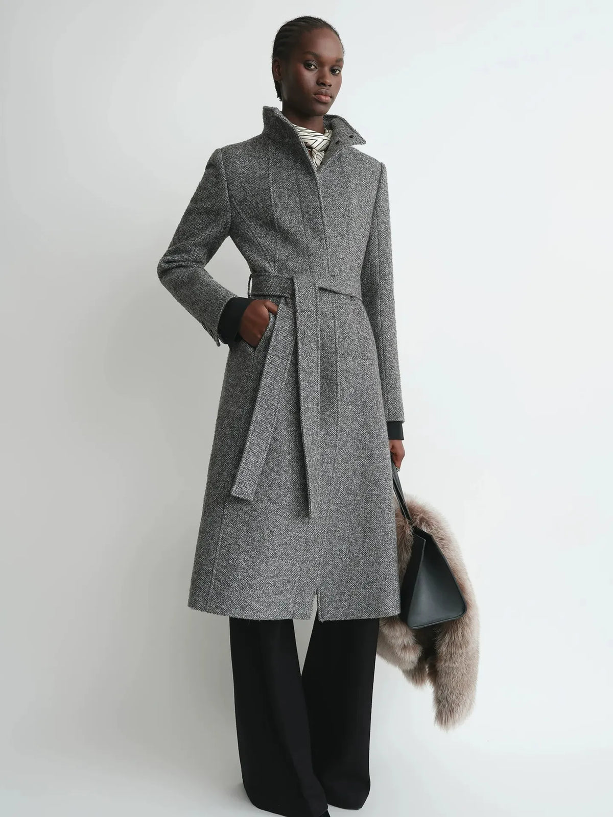 Firelady Fur Women's Alpaca-Wool A-Line Coat – Stand Collar