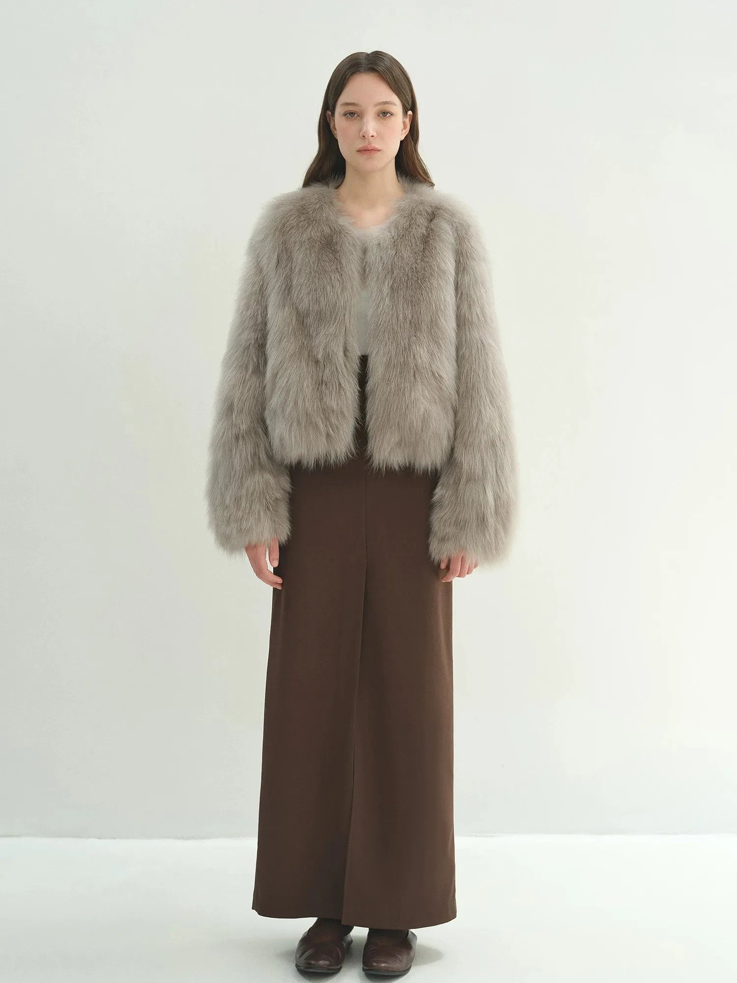 Firelady Fur Women's Natural Fox Fur Jacket – Cropped V-Neck