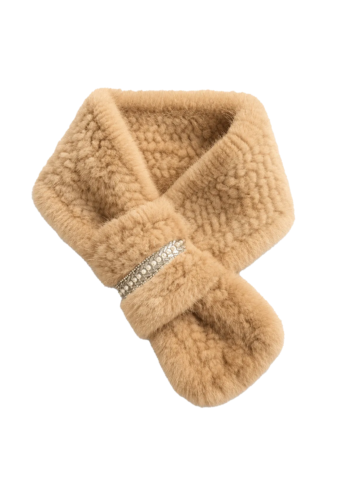 Autumn and winter warm double-sided woven rhinestone mink fur versatile temperament scarf