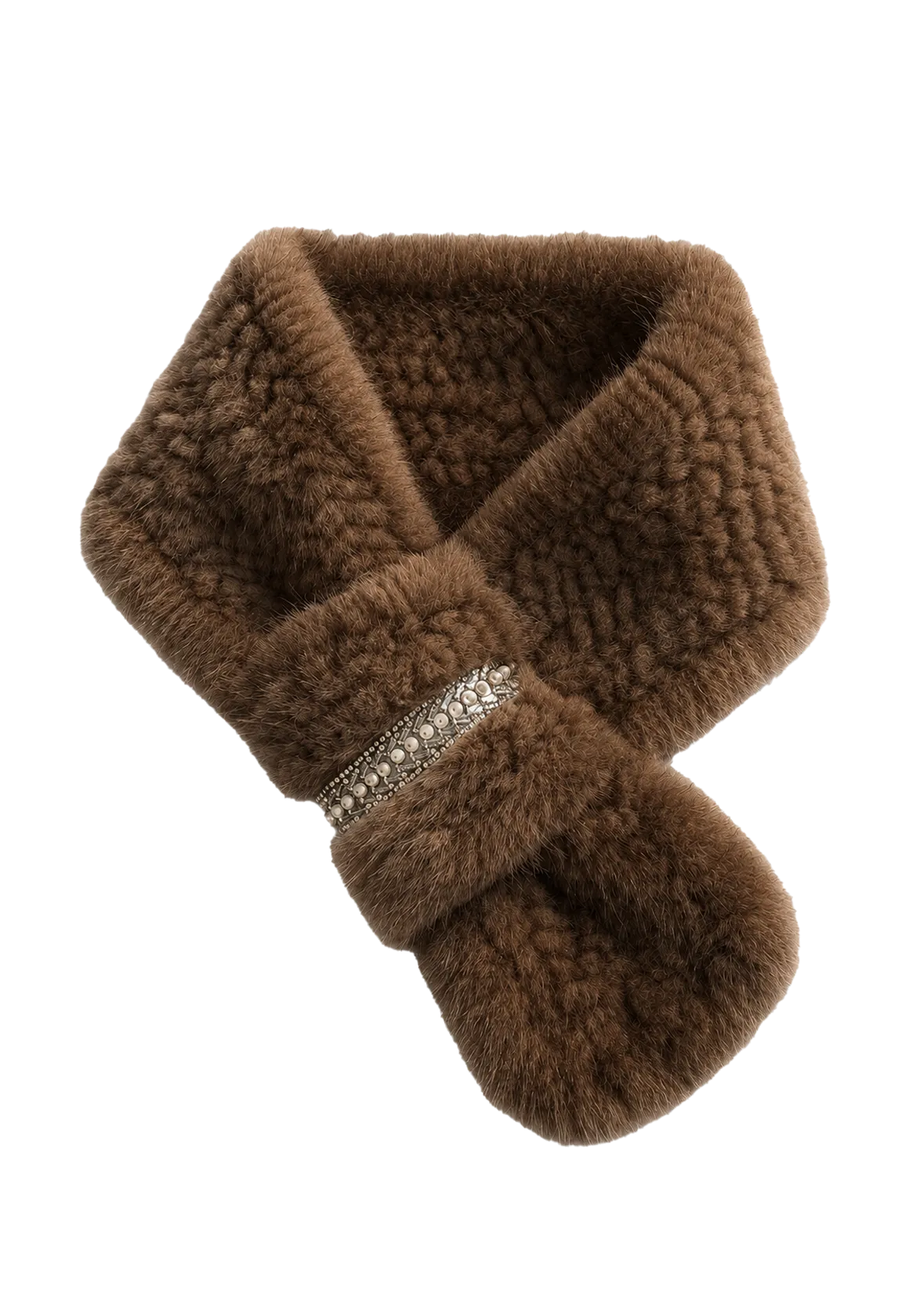 Autumn and winter warm double-sided woven rhinestone mink fur versatile temperament scarf