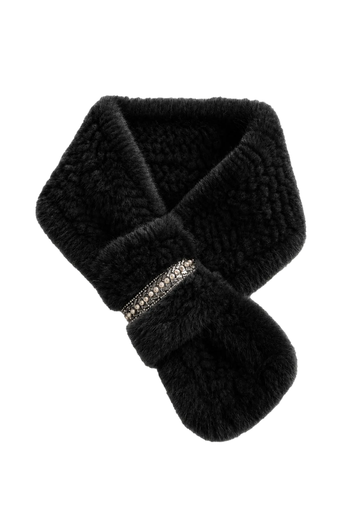 Autumn and winter warm double-sided woven rhinestone mink fur versatile temperament scarf