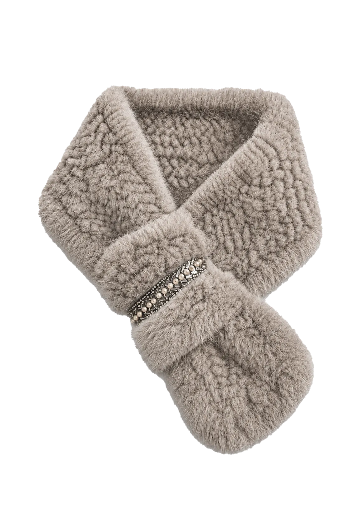 Autumn and winter warm double-sided woven rhinestone mink fur versatile temperament scarf