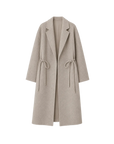 "Desert Heart"women's original color wool peaked lapel drawstring mid-length wool coat