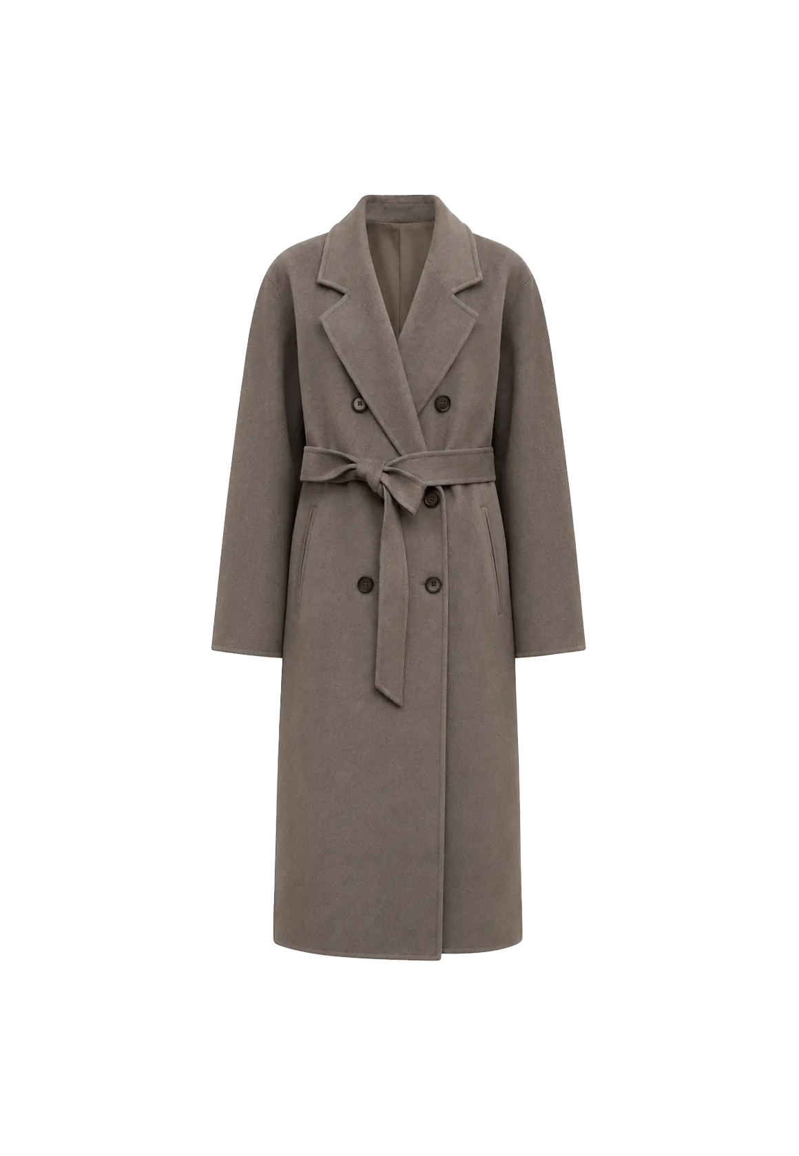 "Desert Mirage"Double-Breasted Coat with Shoulder Seam and Slight Cocoon Shape