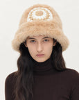 Khaki rabbit fur knitted plush hat for women - Fireladyfur
