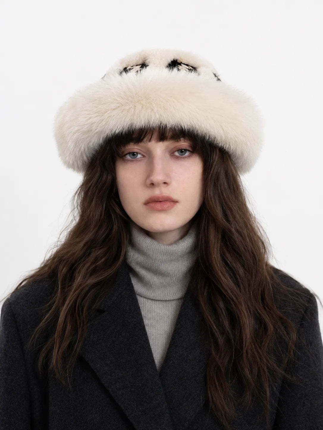 Ethnic style mink warm ear protection fox fur bucket hat