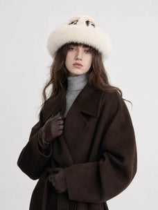 Ethnic style mink warm ear protection fox fur bucket hat