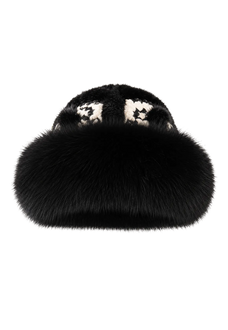 Ethnic style mink warm ear protection fox fur bucket hat