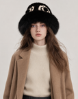 Ethnic style mink warm ear protection fox fur bucket hat