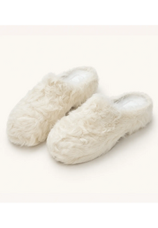 Women's fur-lined platform slip-on sneakers in Milky White – cutout product view | Firelady Fur