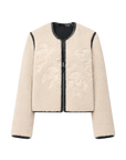 "FF×JW Muse Project" embroidered round neck short merino wool sheepskin fur coat