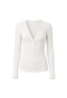 FireladyFur Brand Slim Fit Tencel Wool Women's Slim Fit Henley T-Shirts Short/Long Sleeve V-Neck Button Knitted Bottoming Basic Tops"Pure Fashion"