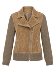 Firelady Fur Italian Sheepskin Leather Jacket Women - Merino Wool Knit Short Coat "Nishino Twilight"
