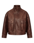 Firelady Fur Lambskin Leather Jacket – Vintage Vegetable-Tanned Funnel Neck "New York Twilight"