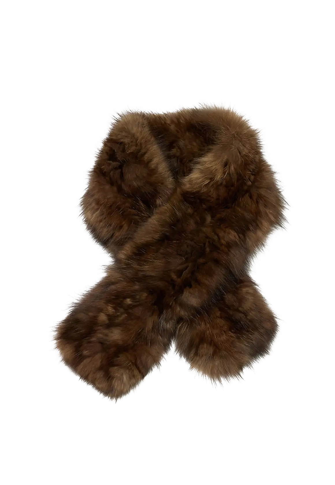 Women's vintage woven mink fur scarf in Dark Brown – cutout product view | Firelady Fur