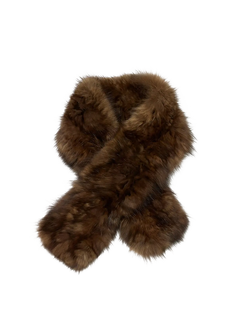 Women's vintage woven mink fur scarf in Dark Brown – cutout product view | Firelady Fur