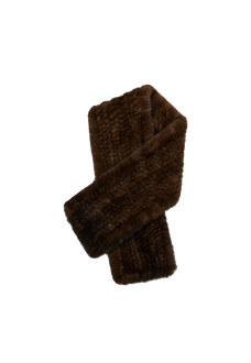 Women's woven mink fur scarf in Raw Coffee – cutout product view | Firelady Fur