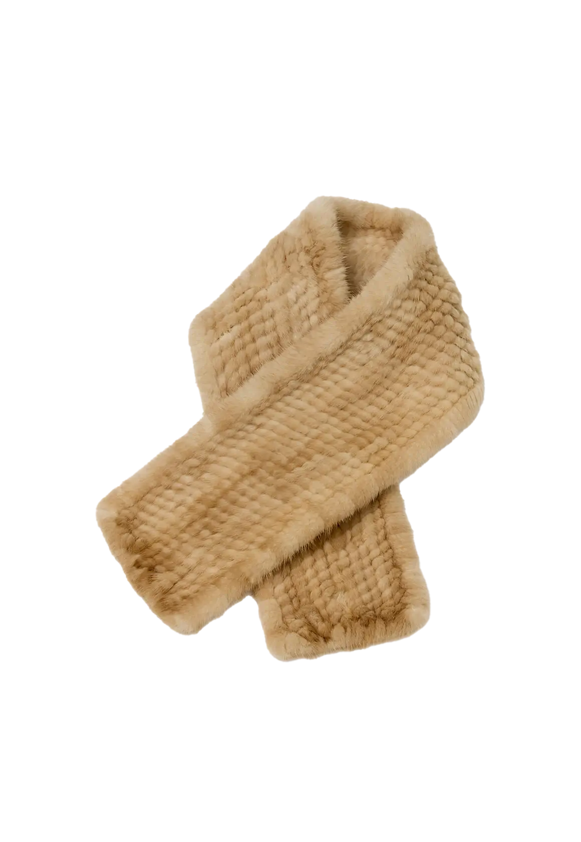 Women's woven mink fur scarf in Beige – cutout product view | Firelady Fur