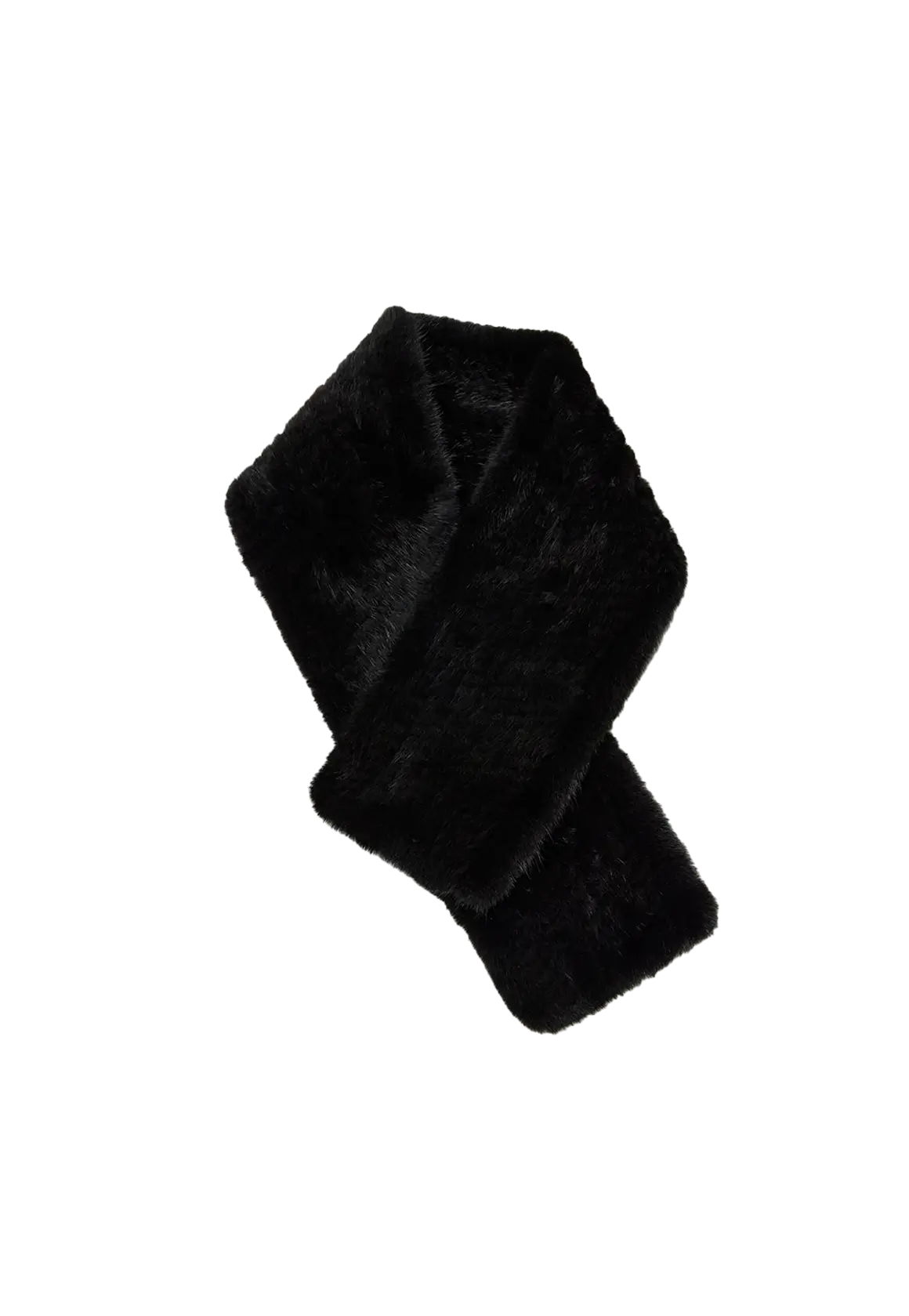 Women's woven mink fur scarf in Black – cutout product view | Firelady Fur