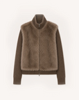 Firelady Fur Shearling Coat with Detachable Sleeves "Silky Cocoa"