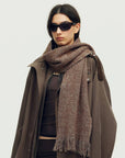 Firelady Fur Soft Shimmer Merino Wool & Cashmere Fringe Scarf with Metallic Sparkle