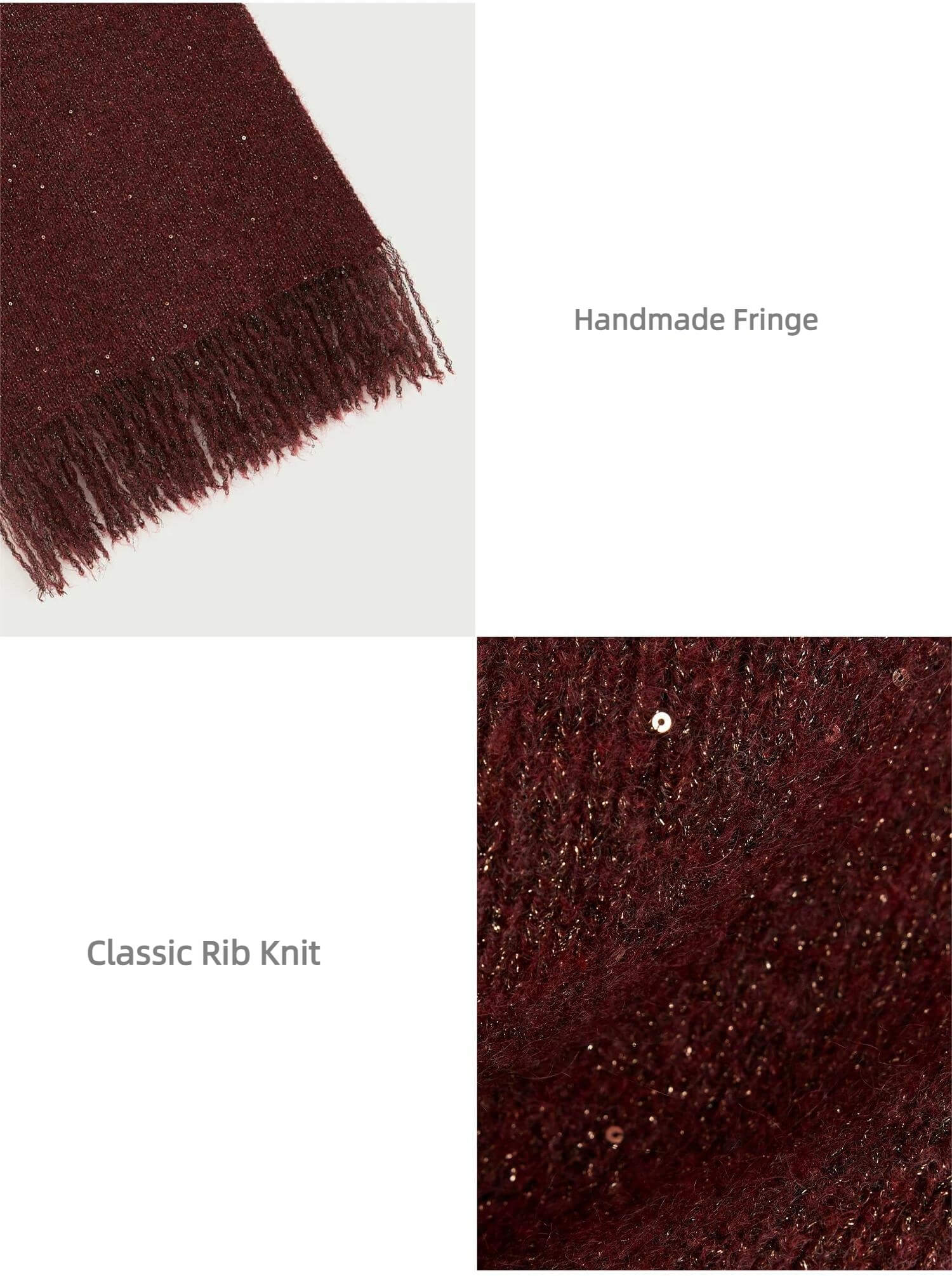 Firelady Fur Soft Shimmer Merino Wool &amp; Cashmere Fringe Scarf with Metallic Sparkle