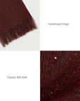 Firelady Fur Soft Shimmer Merino Wool & Cashmere Fringe Scarf with Metallic Sparkle