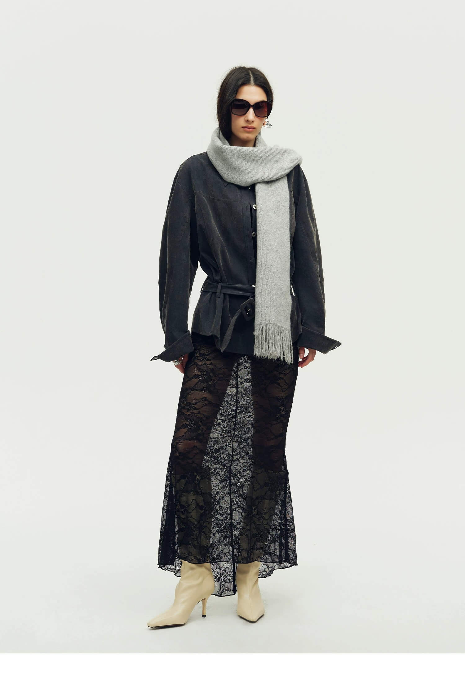 Firelady Fur Soft Shimmer Merino Wool &amp; Cashmere Fringe Scarf with Metallic Sparkle