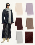 Firelady Fur Soft Shimmer Merino Wool & Cashmere Fringe Scarf with Metallic Sparkle