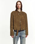 Firelady Fur Suede Leather Biker Jacket for Women – "Caramel Mountain"