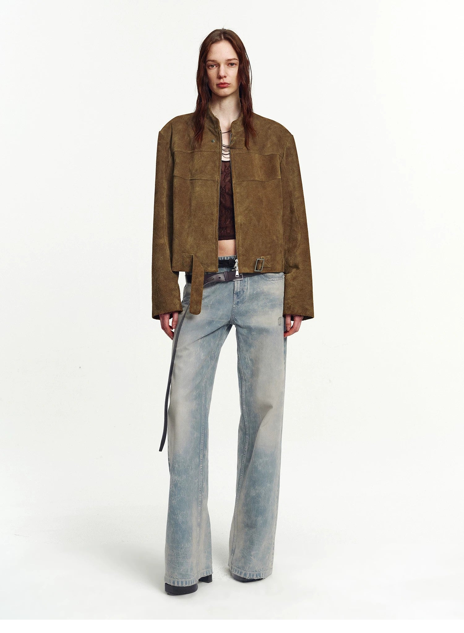Firelady Fur Suede Leather Biker Jacket for Women – "Caramel Mountain"