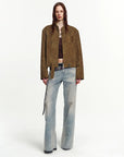 Firelady Fur Suede Leather Biker Jacket for Women – "Caramel Mountain"
