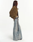 Firelady Fur Suede Leather Biker Jacket for Women – "Caramel Mountain"