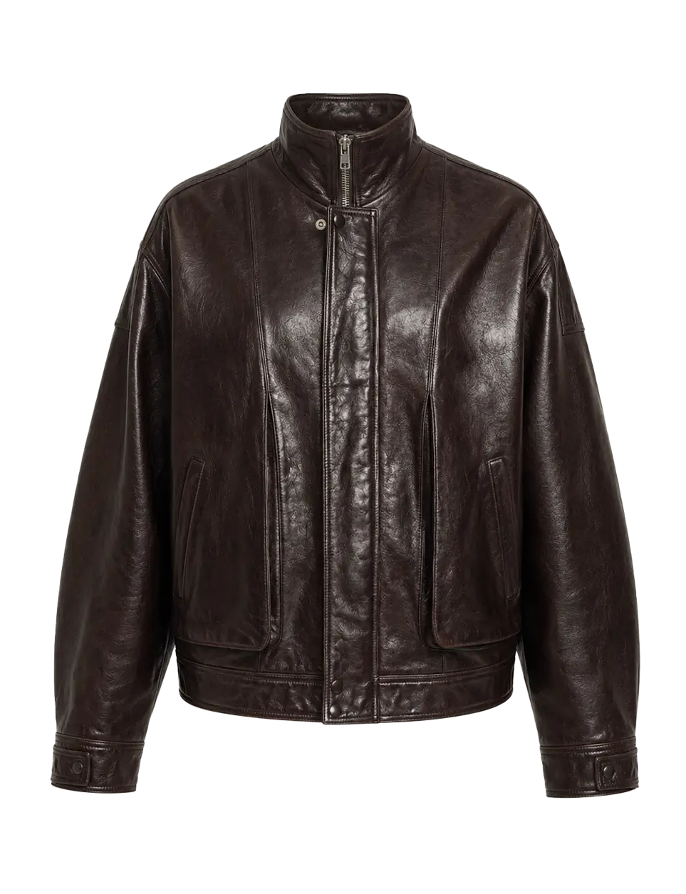 Firelady Fur Flight Notes bordeaux black waxed sheepskin leather jacket product cutout