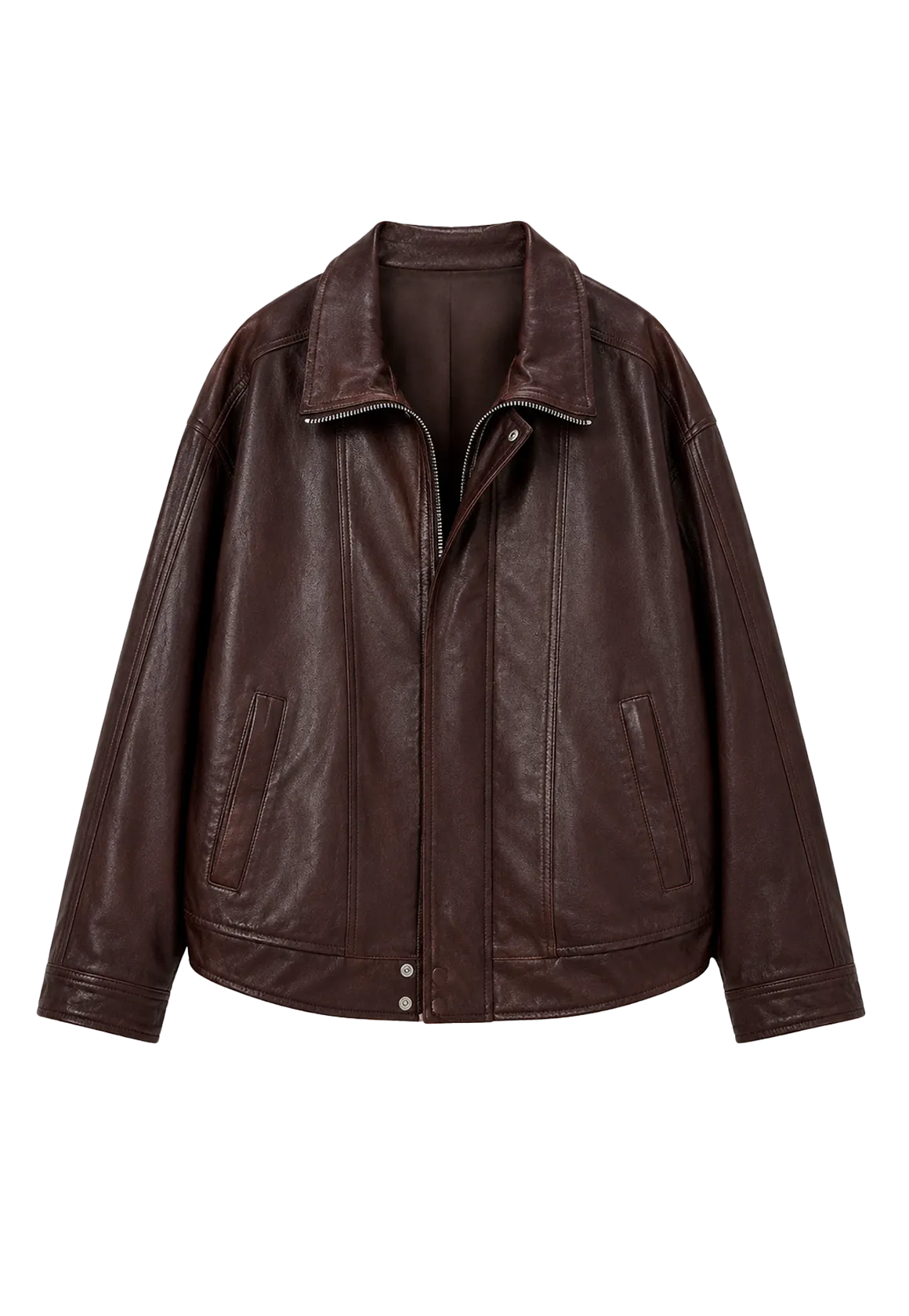 Firelady Fur Flight Notes burgundy wine waxed sheepskin leather jacket product cutout