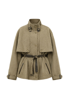 Firelady Fur Women's Belted Trench Coat - Drop Shoulder Short Jacket | "Retro Traveler" Style
