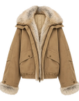 Firelady Fur Women‘s Cropped Fur Parka with Raccoon Fur Trim & 90% Goose Down | Multi-Pocket Utility Style “Nordic Woods”