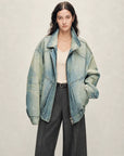 Firelady Fur Women's Denim Parka with SAGAFURS Fox Fur Collar "Warm Mist Glass"