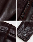 Firelady Fur Women's Waxed Sheepskin Biker Double-Breasted Funnel Neck leather jacket - Belted "Heartbeat Radio"