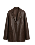 Firelady Fur Women‘s Genuine Lambskin Leather Jacket - Imported Vegetable-Tanned Suede, “Oversized Leather Blazer”