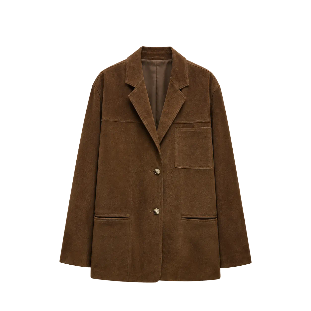 Firelady Fur Women’s Oversized Suede Blazer – Sheepskin Leather, Relaxed Fit, Lapel Colla
