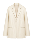 Firelady Fur Women‘s Genuine Lambskin Leather Jacket - Imported Vegetable-Tanned Suede, “Oversized Leather Blazer”