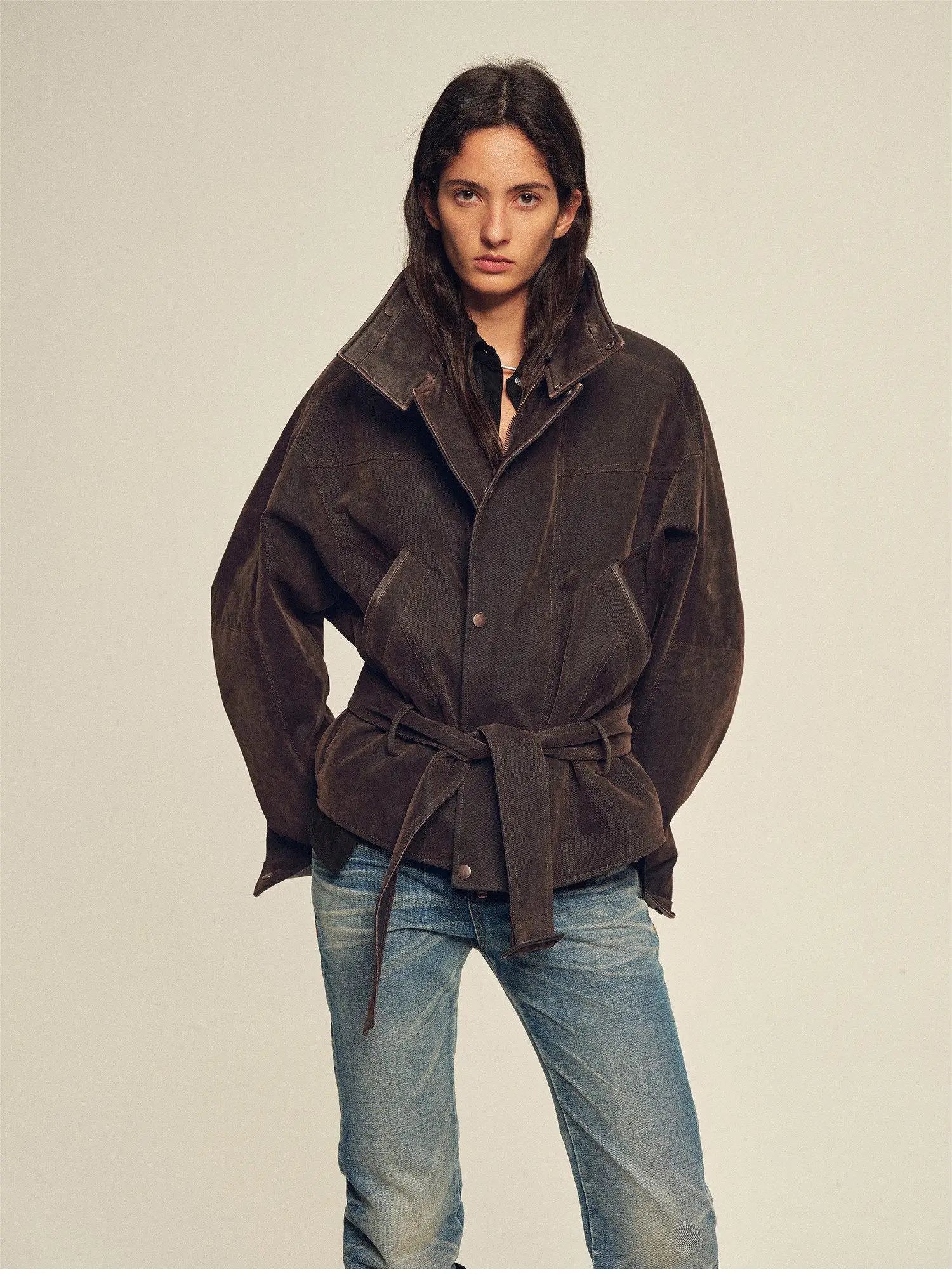Firelady Fur Modern Traveler down parka with Toscana shearling fur collar, full outfit view