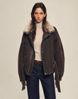 Firelady Fur Women's Goose Down Parka Coat with Detachable Toscana Shearling Fur Collar“Modern Traveler”