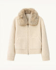 Firelady Fur Women's Merino Shearling Coat | Layered Patch-Dyed Raccoon Fur Collar“Hokkaido Melody”