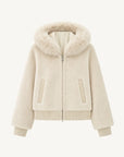 Firelady Fur Women's Merino Shearling Coat | Layered Patch-Dyed Raccoon Fur Collar“Hokkaido Melody”