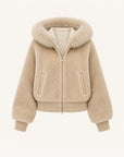 Firelady Fur Women's Merino Shearling Coat | Layered Patch-Dyed Raccoon Fur Collar“Hokkaido Melody”
